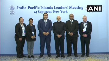 ndtv's tweet image. PM Narendra Modi at the India-Pacific Islands Leaders&apos; meeting in New York. 

Live updates here: ndtv.com/india-news/pm-…

(Photos: ANI)