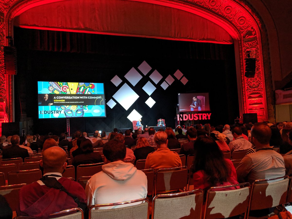 boyerbl3's tweet image. Hip Hop artist Common talking at product management conference on the creative process #Industry19