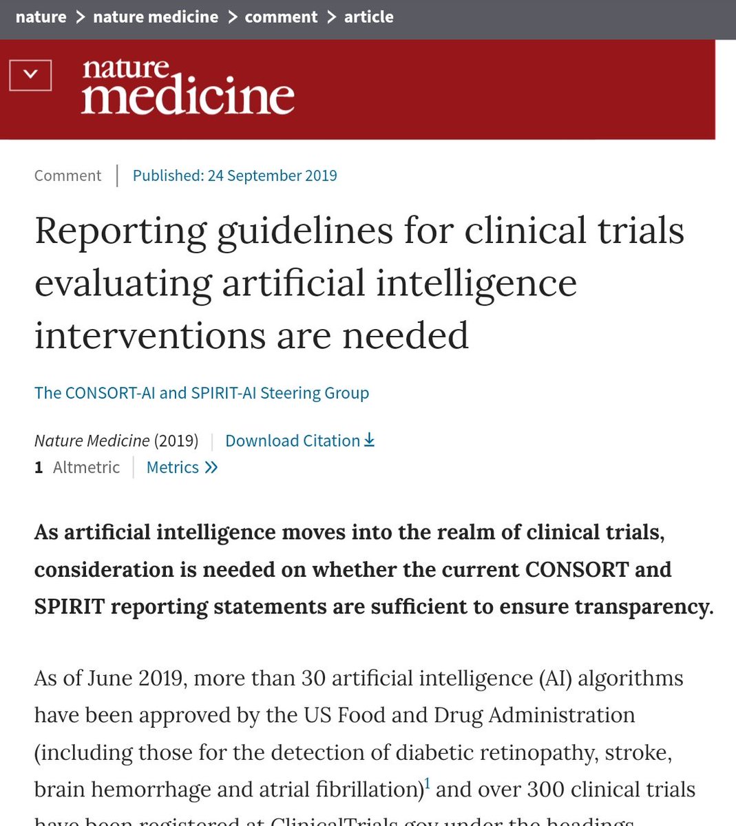 Xiao Liu (@drxiaoliu) on Twitter photo PUBLISHED TODAY in <a href="/NatureMedicine/">Nature Medicine</a> we discuss why new reporting guidance for studies involving #AI are needed and our CONSORT-AI & SPIRIT-AI initiative which aims address this 👇 #consortAI #spiritAI go.nature.com/2mRr61l PUBLISHED TODAY in <a href="/NatureMedicine/">Nature Medicine</a> we discuss why new reporting guidance for studies involving #AI are needed and our CONSORT-AI & SPIRIT-AI initiative which aims address this 👇 #consortAI #spiritAI go.nature.com/2mRr61l