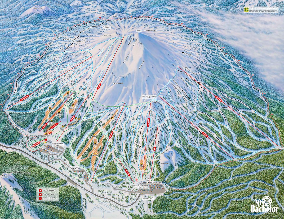 New trail map release! The 2019/20 map was hand-painted by renowned mountain landscape artist @JamesNiehues. We are also proud to announce the names of the new lifts located at Sunrise Base area, as well as the renaming of three exisiting lifts. mtbachelor.com/info/trail-map/