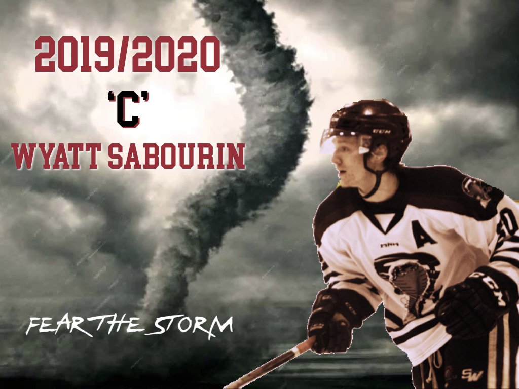 PV_Twisters's tweet photo. The Pembina Valley Twisters have named Wyatt Sabourin the team captain for the 2019/2020 season. 

#twistershockey 
#stormwatch https://t.co/PKFCp2UASc