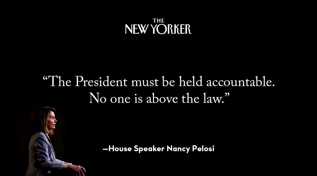 NewYorker's tweet photo. House Speaker Nancy Pelosi has announced an impeachment inquiry against President Trump. https://t.co/6PAqv1J8Ro