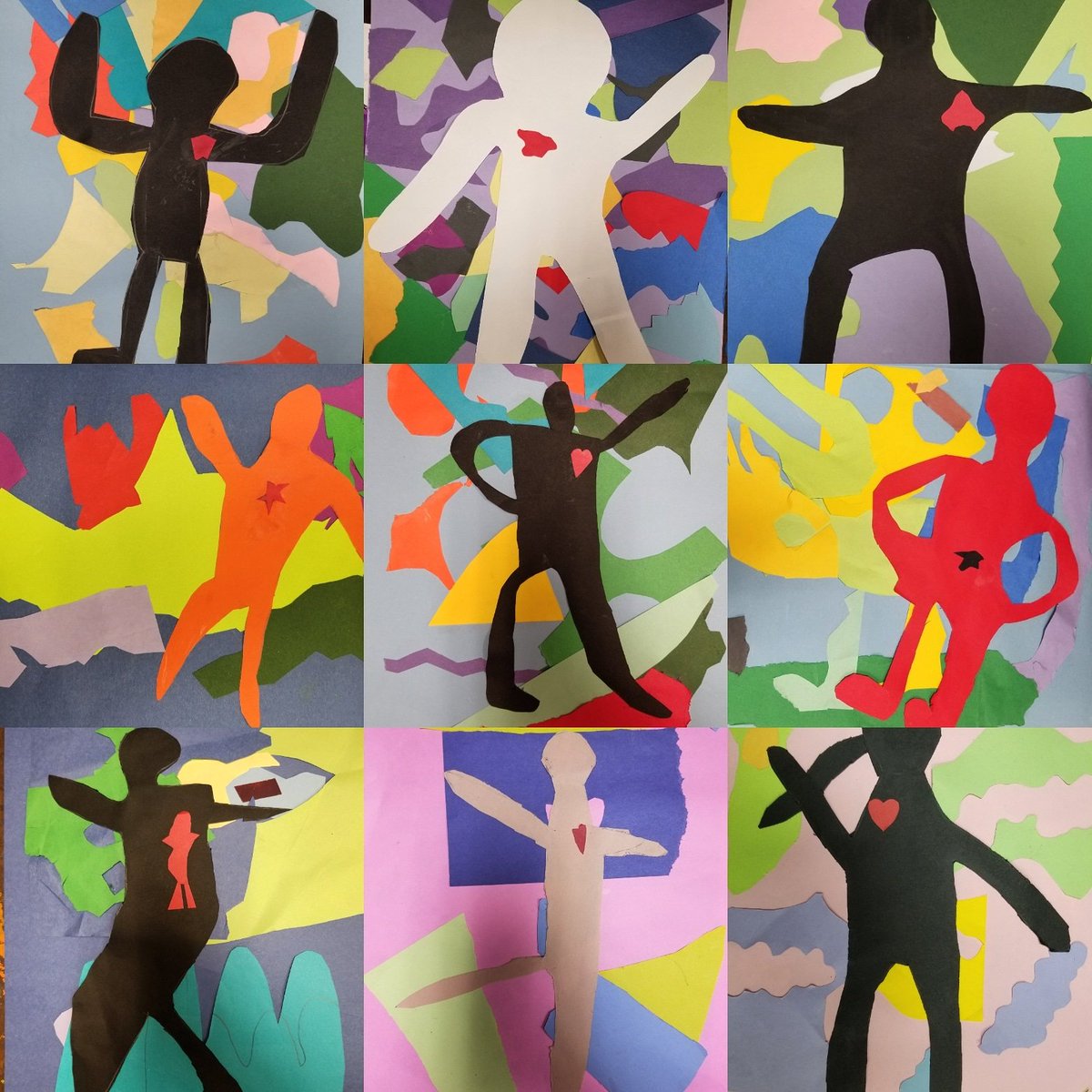 MsGallagherWES's tweet photo. Henri Matisse cut paper portraits are being created by 3rd grade artists at WES #wesart #wayne #arted #henrimatisse #cutpaper #portriats #drawingwithscissors #wes #wayneart #rtsd #color #paper #art https://t.co/NTzBljlWd5
