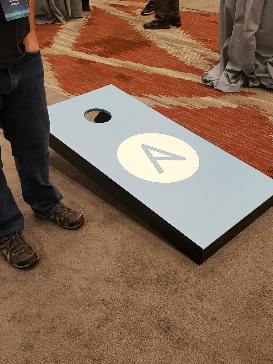 itnet7's tweet photo. #AnsibleFest2019 #commandlineheroes and cornhole Ansible Fest Happy Hour! https://t.co/hrIVYaGmpF