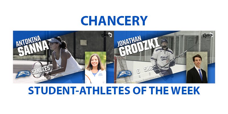 CUWFalcons's tweet image. Antonina Sanna of @cuwwten and Jonathan Grodzki of @cuw_acha are the Chancery Student-Athletes of the Week cuwfalcons.com/general/2019-2…