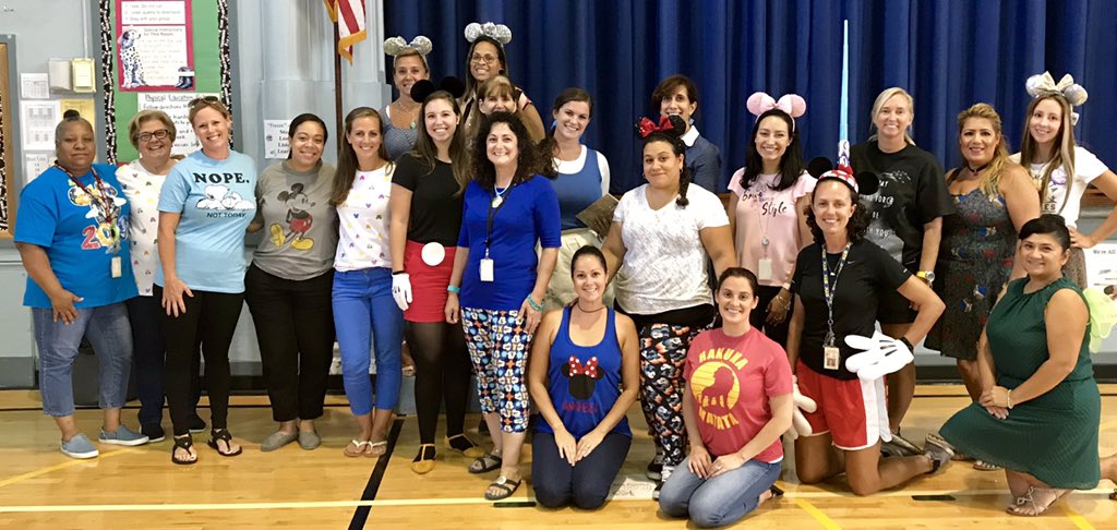 BrookAveSchool's tweet photo. The @BrookAveSchool Faculty and Staff represented @BayShoreSchools with some Disney / Character pride today! We’re always having fun while learning and growing! https://t.co/GTuDVQr5Rp