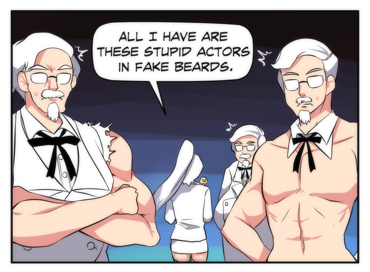 Merryweatherey's tweet image. Colonel Sanders-chan makes a dating sim! 🍗🐥
