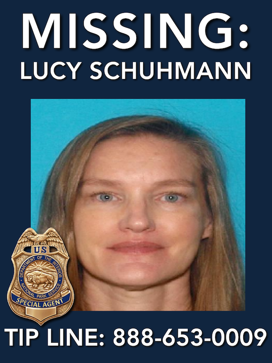 NPS image of a missing person flyer for Lucy Schuhmann