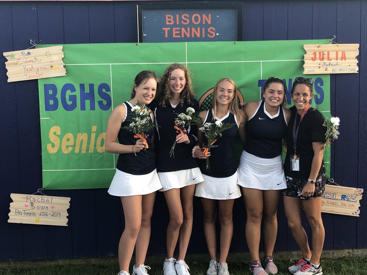 BG_Bison's tweet photo. Another senior night celebrating our amazing players from the girls tennis program! Thank you girls for your commitment and hard work. Best wishes and good luck next year! Fight On! https://t.co/EISCRLx4f8
