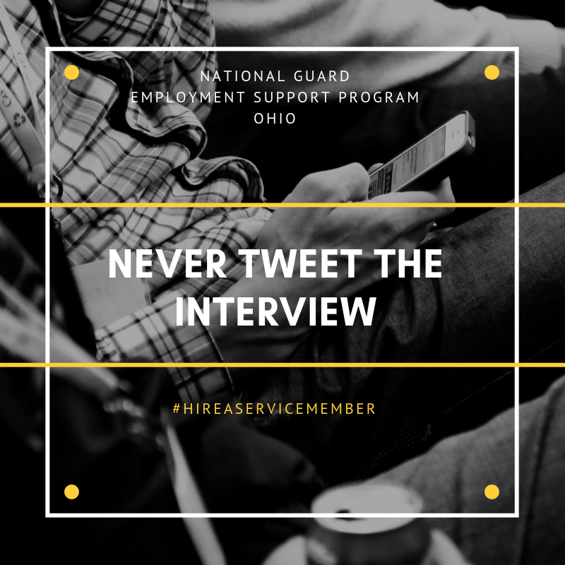 ohio_esgr's tweet photo. #TipTuesday -  We're back with our weekly Tuesday Tip! 

Good or bad, NEVER share your interview details on social media! 

 For Resume Review - Contact Eboni at https://t.co/8jECpx7FU3

#TuesdayTips #NGESP #FollowNGESP #HireAServiceMember #Amyx #InterviewTips https://t.co/k90vn7gvbX