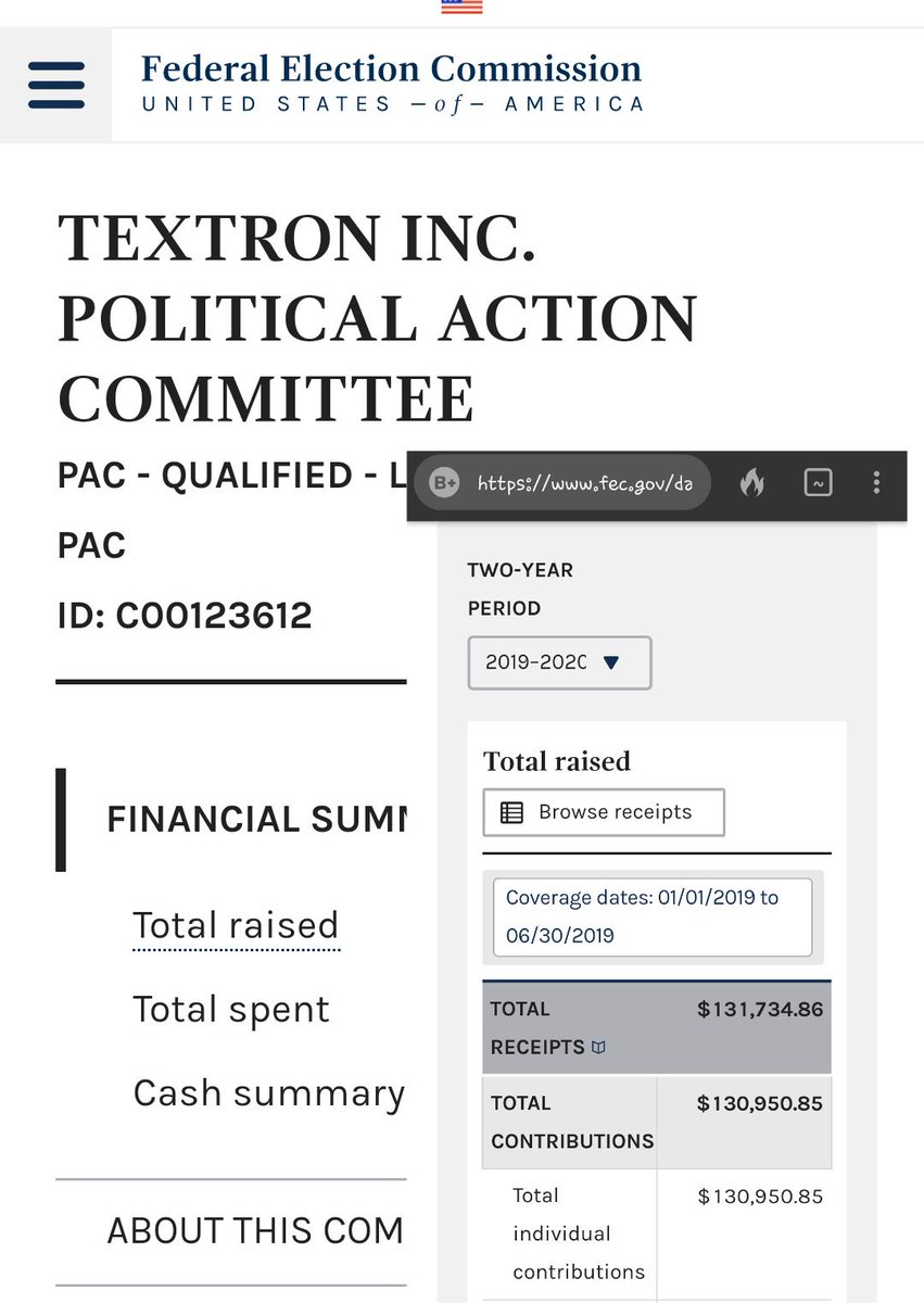 9. So far in 2019-2020, Textron PAC has given over $130k to Marc Veasey's campaign. Wonder why they have given so much to his campaign already??