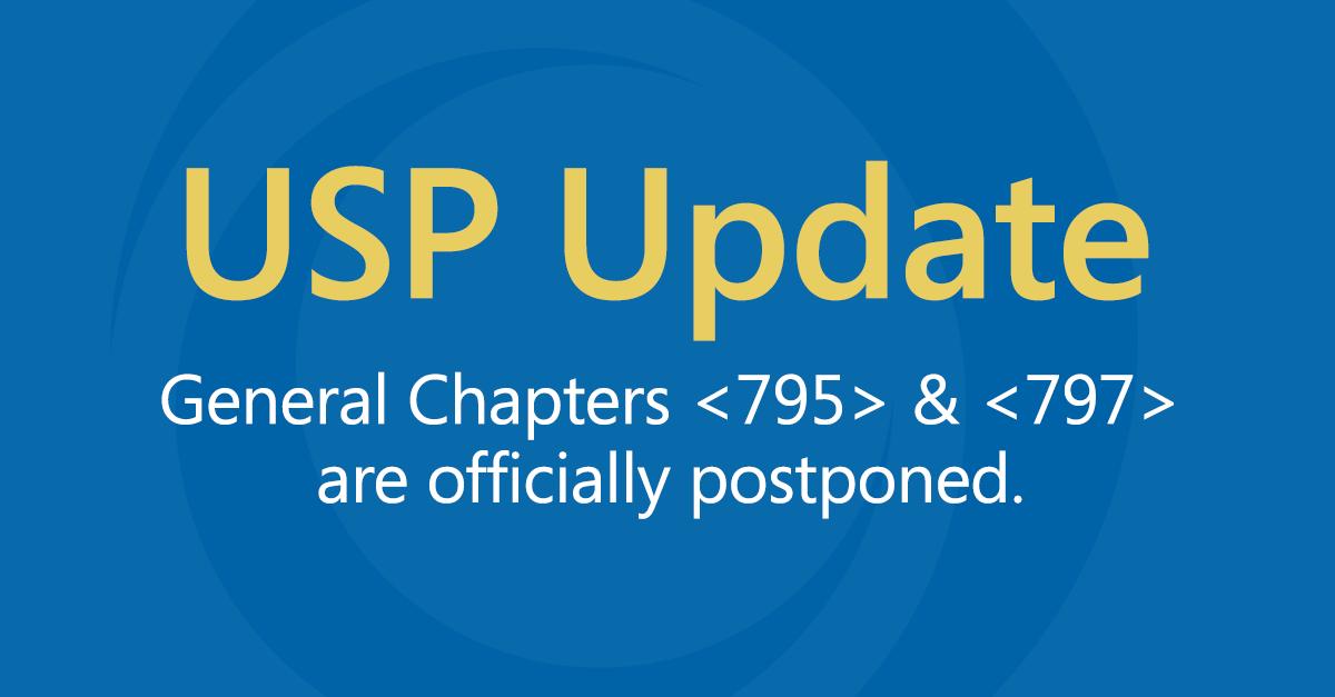 pccarx's tweet photo. Have you heard? U.S. Pharmacopeia announced yesterday that they are postponing the official dates of the revised USP General Chapters <795> and <797> until further notice.
Learn more at https://t.co/7CIxrcg1b6.
#CompoundingPharmacy #USP795 #USP797 https://t.co/yMu8Giep0Z
