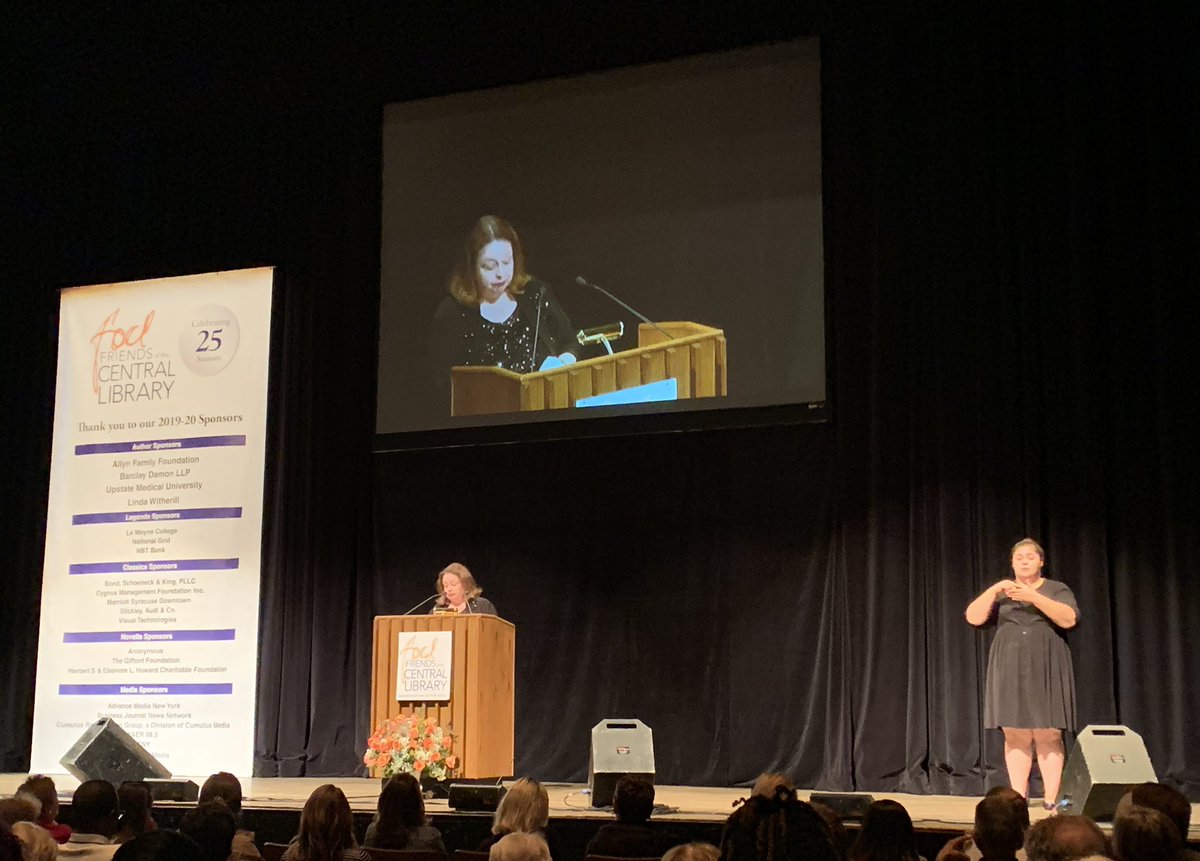 apeters500's tweet photo. Peggy Fabic opens the 25th season of @FOCLCNY Rosalind Gifford Author Series.  Thanks, Friends of the Central Library for the 150 authors you’ve  brought to CNY. https://t.co/zB8cJXBzhy