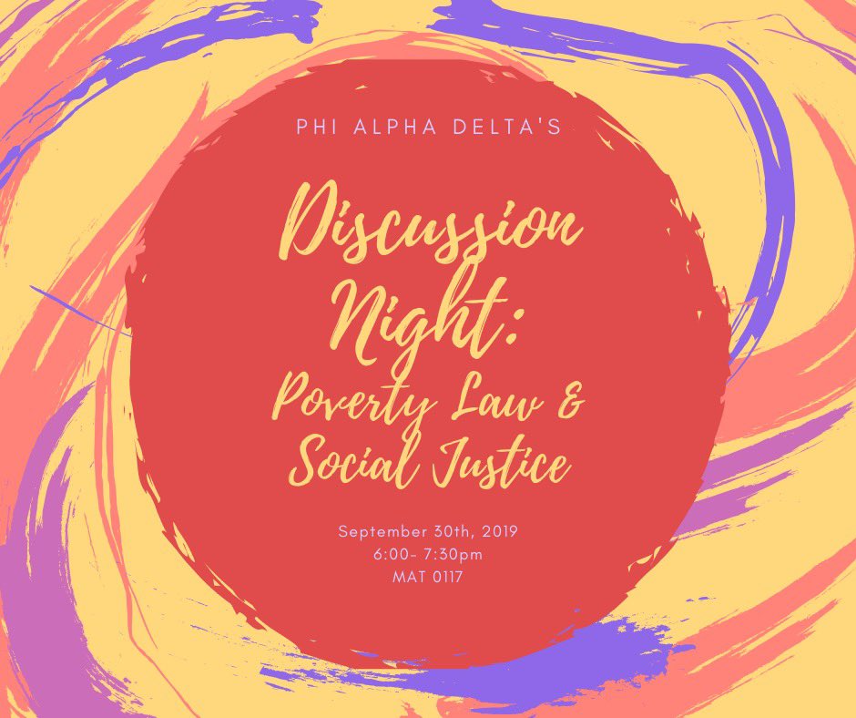 UFPAD's tweet image. Our discussion night about poverty law &amp;amp; social justice will be on Monday, September 30th at 6:00pm. Join PAD for a fun and informative night!