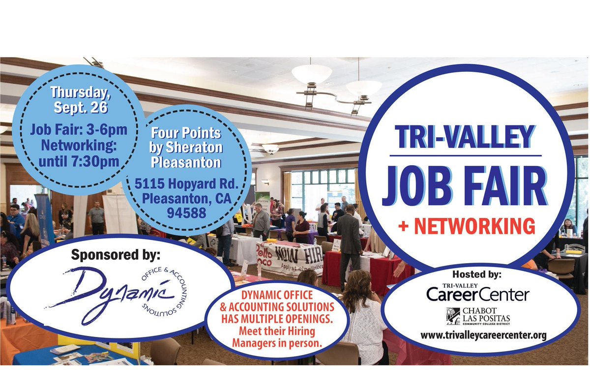 go2dynamic's tweet image. Come out and join us or share this with your friends!

We will be doing on site interviews at the Tri Valley Job Fair Networking event at the Four Points Sheraton this Thursday from 3 - 6 pm!