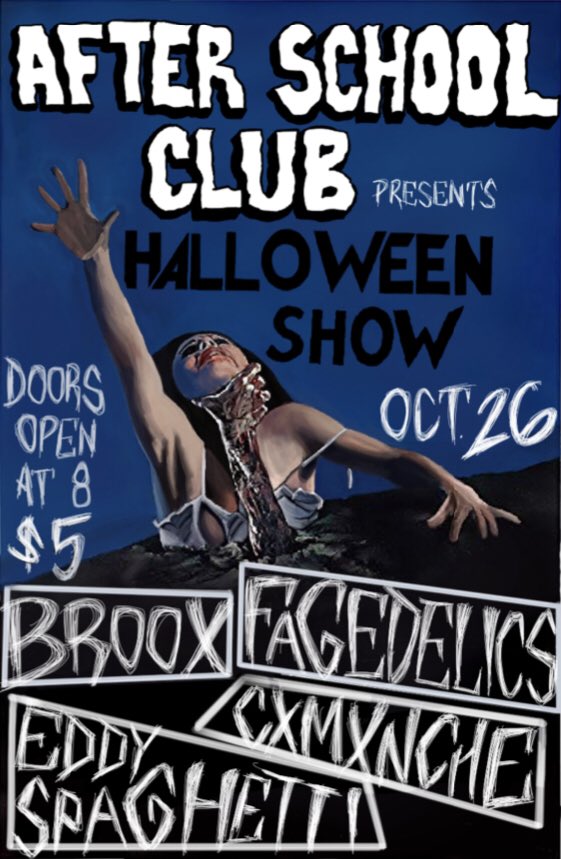 imntdavid's tweet photo. hey y’all I’m throwing a halloween show/party this yr w some talented musicians! 
anything goes so BYOE, and wear a costume 🎃👻 https://t.co/bXCbGQu5Uv
