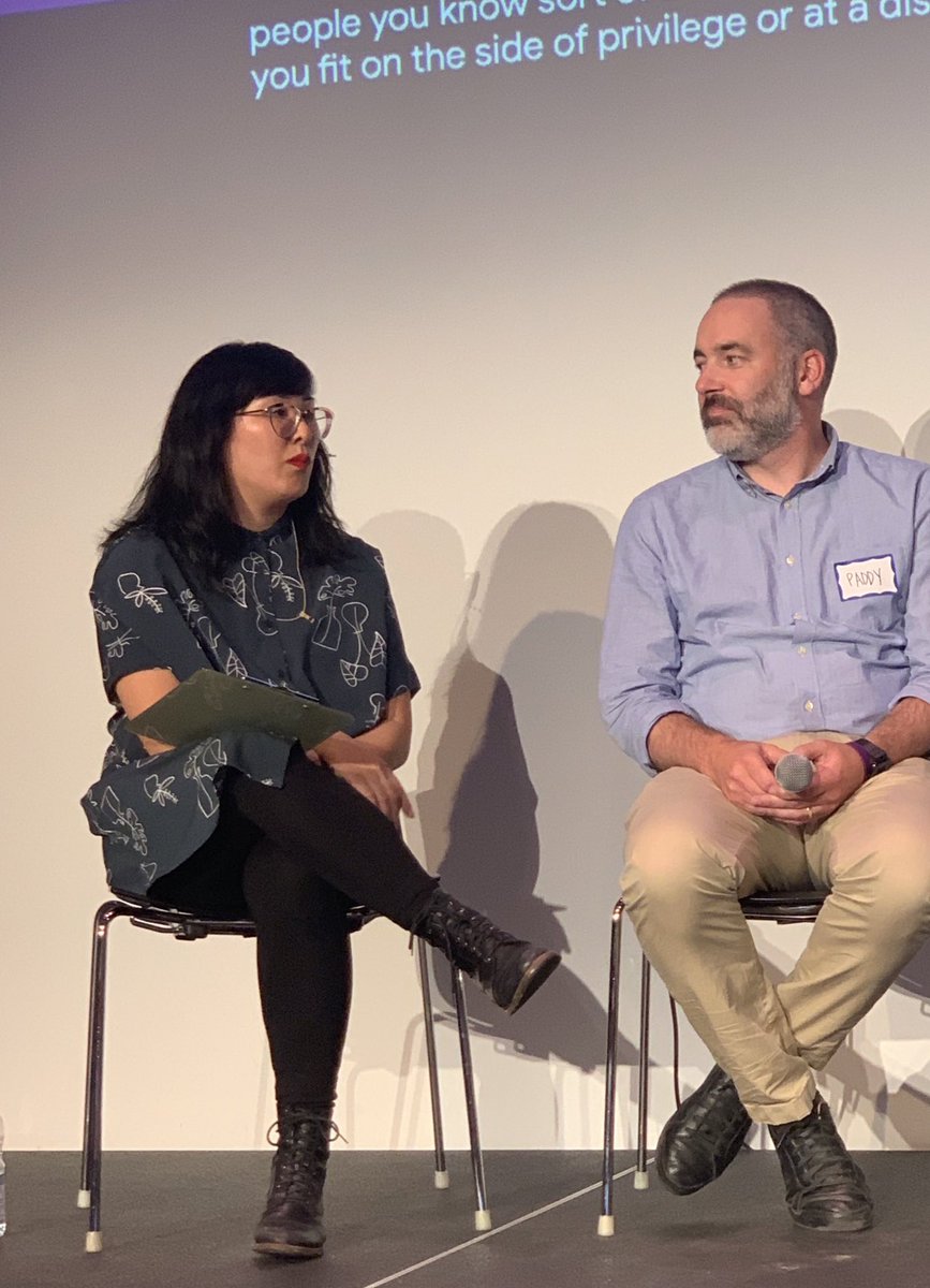 Our moderator <a href="/lnakanishi/">Linda Nakanishi</a> asking the panel some of the tough questions in trust and responsibility: how do you reconcile the needs of your business, your users, and your own design teams when they may have competing goals, and what role does privilege play in all of this? #IxDD