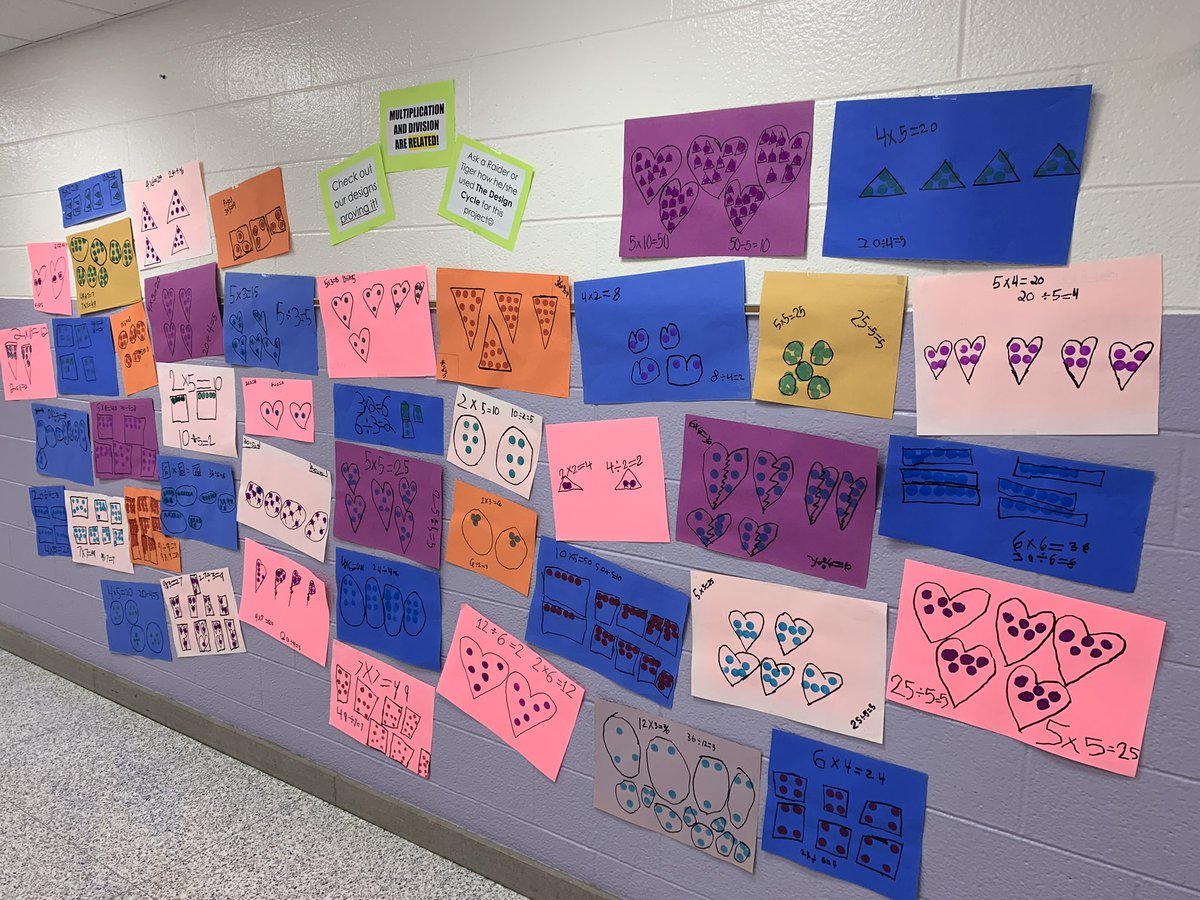 MissMcMannis's tweet photo. We proved that multiplication and division are related ๐งฎ Come check out our work! #Share #DesignCycle #ReynMath #FullSTEAMahead https://t.co/gcHHAOD5sO