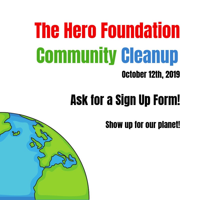 Looking to join us for our Community Cleanup on October 12th at 12:00 pm? Ask us for a sign up form!

Be a Hero!

#theherofoundation #hfnapavalley #hf #beahero #napavalley #communitycleanup #savetheearth #savetheplanet #savetheworld