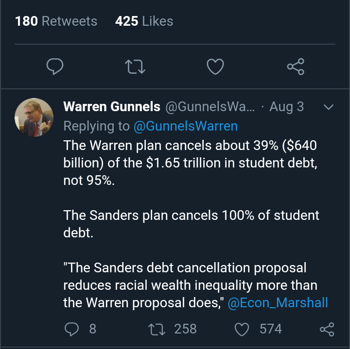 gillsterein's tweet photo. @LolaMotz The narrative gained prominence bc of Liz IMO. Bernie spoke immediately after she did at #Afscmeforum. His advisor immediately went into "damage recovery" mode to debunk Liz's claims as the forum was ongoing.

That was when I realized Bernie and Liz are not "allies" at all. https://t.co/rXlA81x6S5