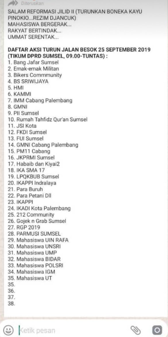 Palembang bergerak tgl 25 .09:00