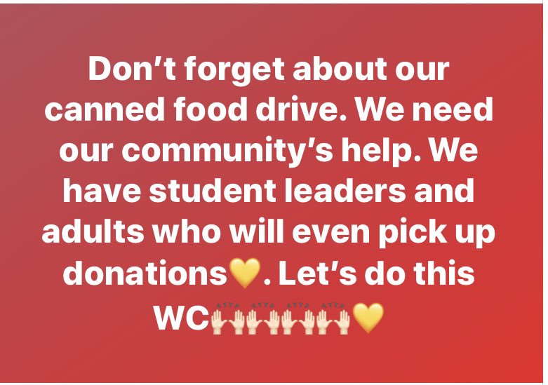 hughesWCmath's tweet photo. #1WC Help is...churches? Businesses? And individuals? We need cans, peanut butter, and cases of water dropped to WCHS by Oct 16! Help represent this county well on Ch. 14 News! https://t.co/sEW8qfYw8H