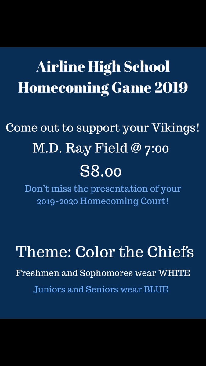 Y’all the most important game of the season is here! Y’all come out and support the vikes this Friday for our Homecoming Game! #GoVikes