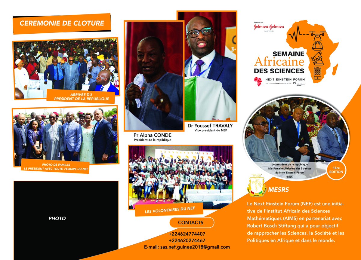 Nous avons célébré la 1ere Édition de la semaine Africaine des Sciences du #Next_Einstein_Forum en Décembre 2018. La 2eme Édition aura lieu du 2 au 6 décembre  2019. 
A très bientôt pour plus d'informations
