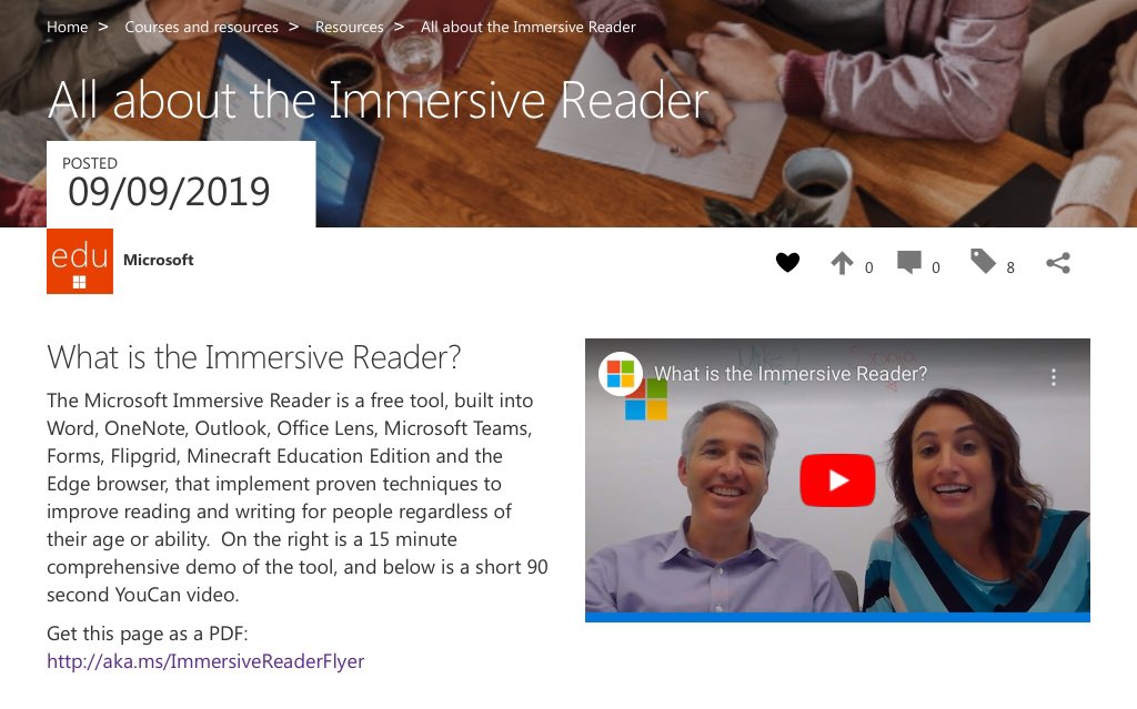 mtholfsen's tweet photo. NEW! The ultimate one-stop shop page 🎯 on the Microsoft Educator Center for the #MicrosoftEDU Immersive Reader. 

🎥  Demo by me &amp; @sdelafosse 
📖 Nice table of alll apps &amp; platforms
🔗 Lots of helpful links 

👉  https://t.co/RLPlAATr48

#edtech #MIEExpert #edchat https://t.co/n8jslwBvwy