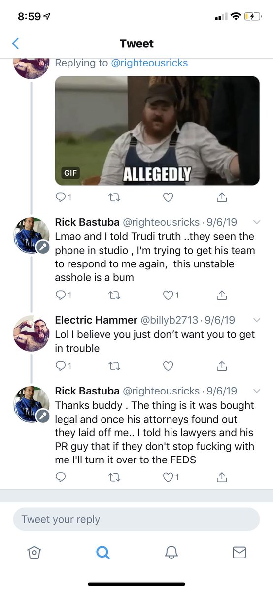 Now Aaron has done this man’s podcast and a visit to LA is planned to hang and return the phone. This is sick and a sad example of two opportunists coming together. Rick has since deleted many incriminating tweets but we had a few saved, fortunately which I will share below.