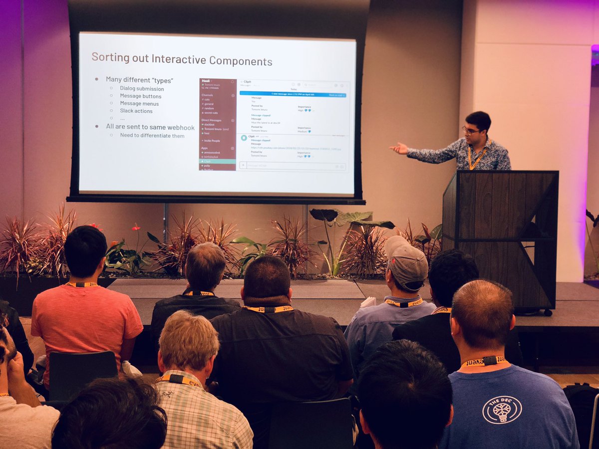 rea_loretta's tweet image. At @SlackHQ learning about webhooks, Slack slash commands, and the interaction flow! 

Griffin (@WingofaGriffin) from @transposit gives us the real deal on working with the @SlackAPI 🔥🔥

#spcsf