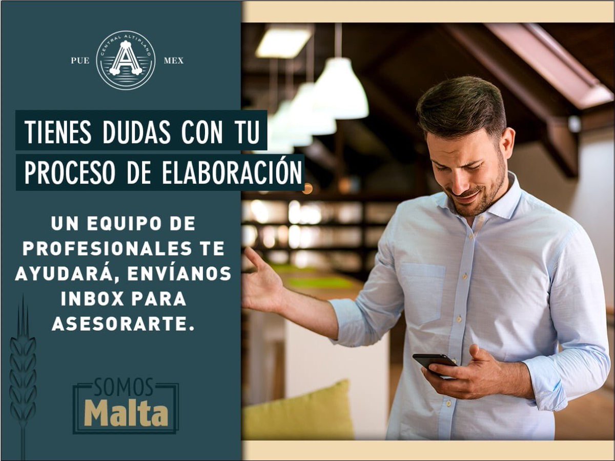 ¿Tienes dudas con tus insumos y su proceso?
¡Déjanos ayudarte!
Envíanos inbox y con gusto te asesoramos, seremos tu compañero al realizar tu cerveza.

#CentralAltiplano #SomosMalta