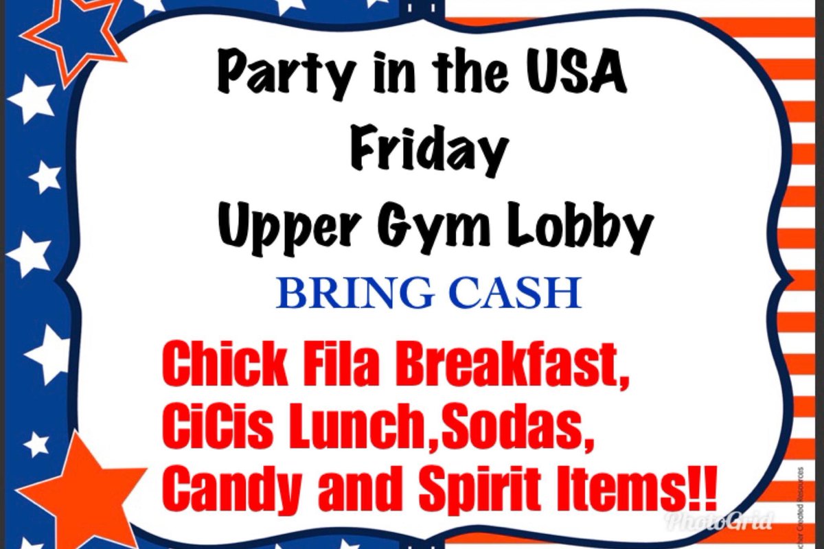 MartinHigh's tweet photo. Friday. Chick-fil-A minis (4 piece) &amp; chicken biscuits for breakfast in the upper gym lobby ($3/ea). Lunch: pizza by the slice, chips, cookies, candy, &amp; spirit bling. https://t.co/brNP1nOsTD