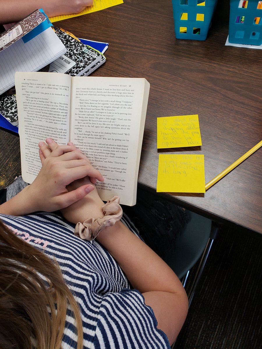 MrsMcKeesClass's tweet photo. Reader's jot their thinking on a sticky! 📖 📝 Sticky notes happening here! #readingandthinking #Ilovethispartbecause #Iamconfuseabout #stopandjot #growingreaders @CFISD_ELAR2_5 https://t.co/64BazTuWgD