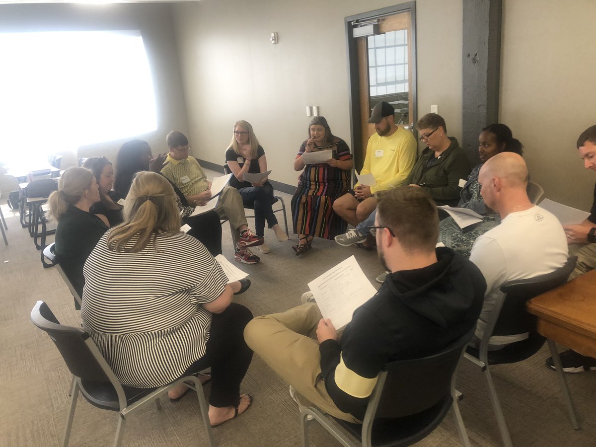 tmartin608's tweet photo. Social studies teachers evaluating and discussing the impact of the Magna Carta on the colonial political system in America. #falloneday #aplus https://t.co/Yhf6RR3m3d