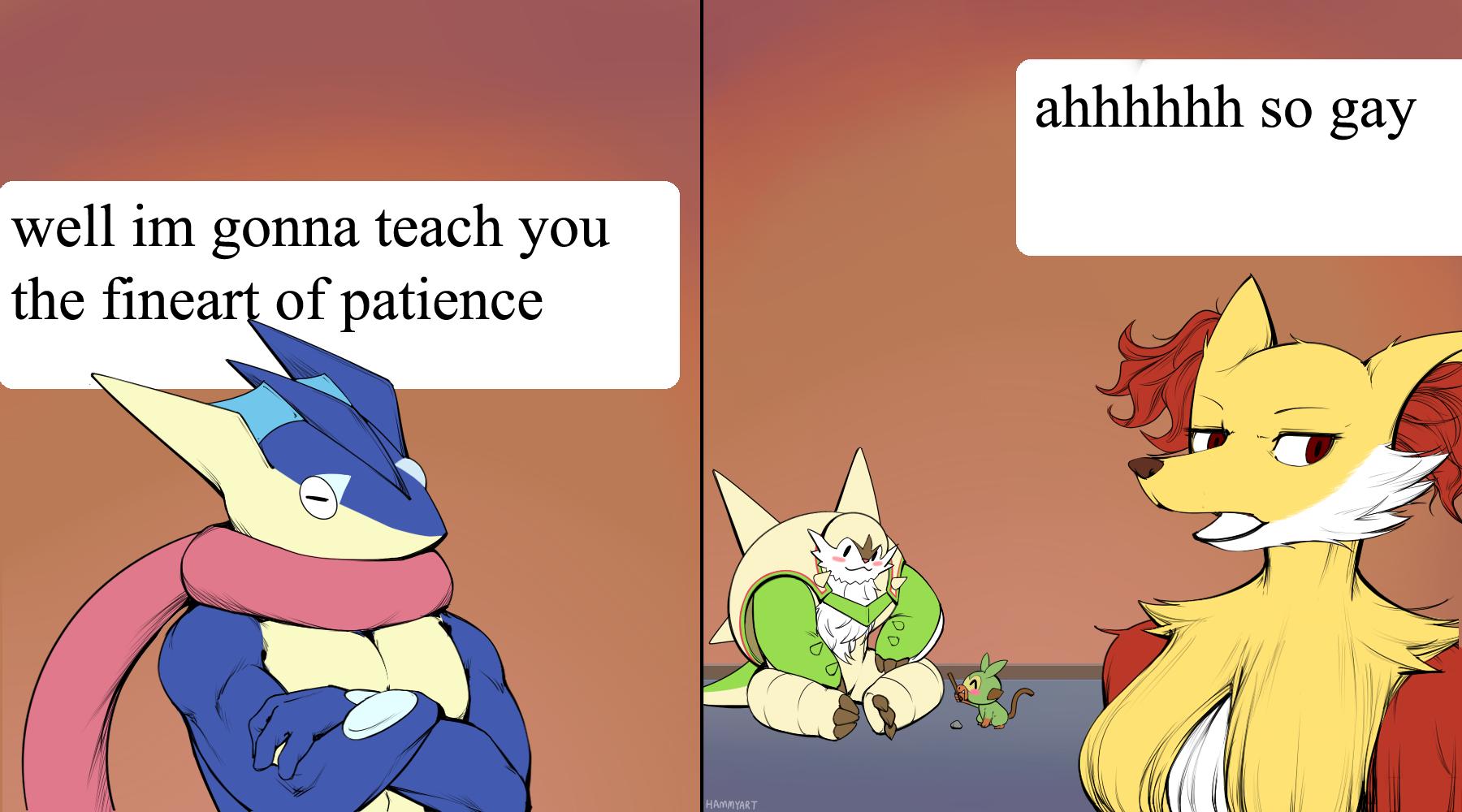 Hammyartblog على تويتر Gren Tries To Teach A Lesson Pokemon Greninja Delphox Chesnaught Grookey Https T Co U1pw5s6gdq تويتر