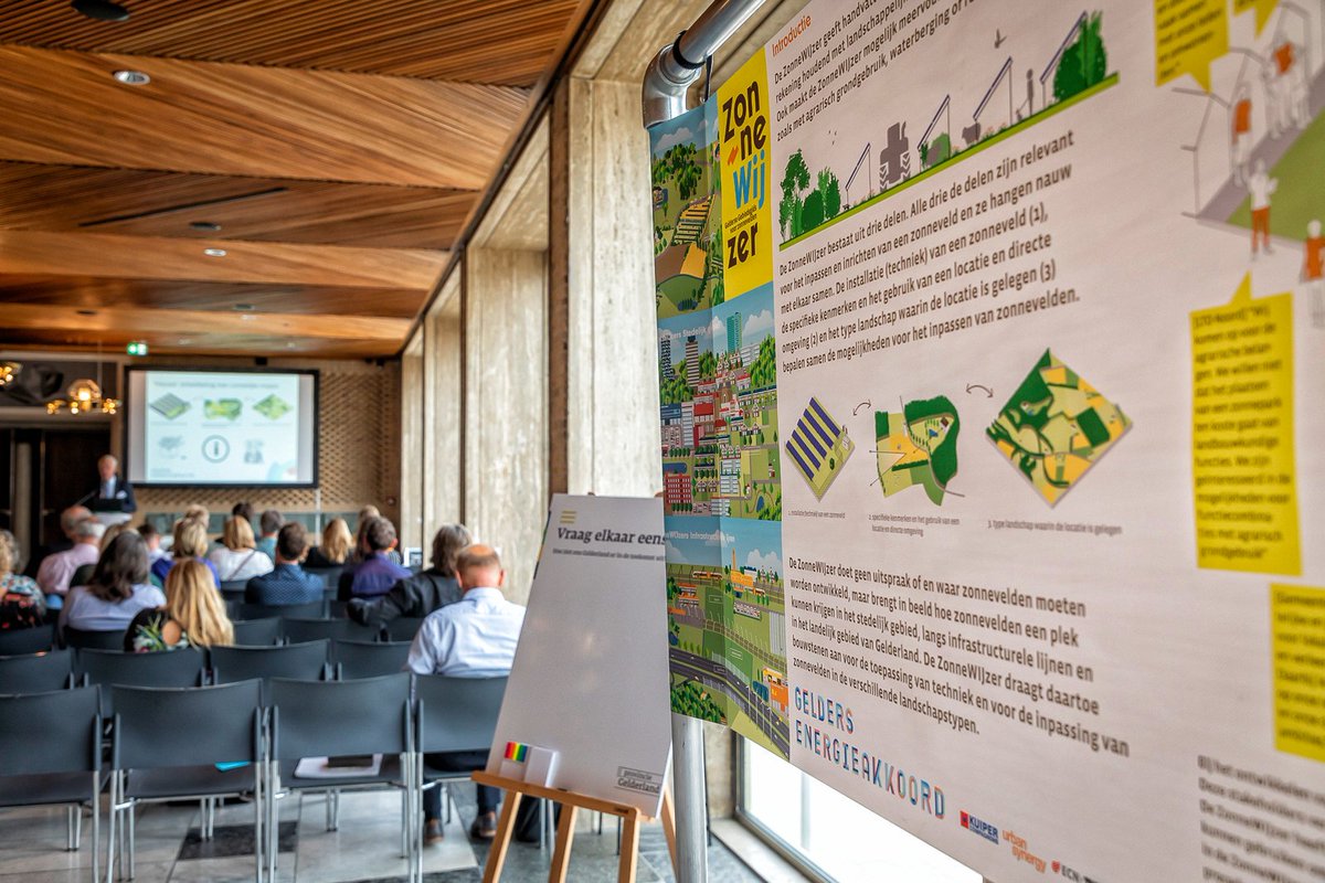 GEAakkoord's tweet photo. Gisteren is de ZonneWIJzer van het Gelders Energieakkoord gepresenteerd. De ZonneWIJzer is een Gelderse gebiedsgids vol met tips en aanbevelingen om tot een goede ruimtelijke inpassing van #zonnevelden te komen. Meer over weten, klik en lees verder! 👇🏽https://t.co/qnsQcWI7QG https://t.co/tMDCrd5fu5