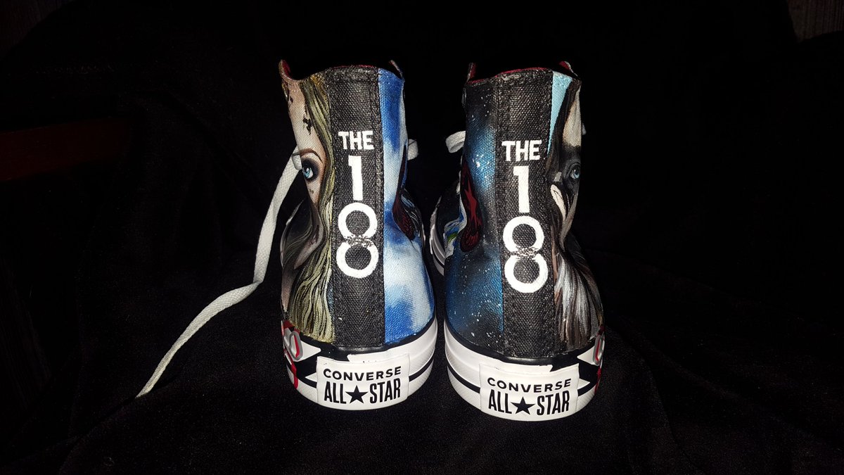 MelisMielies's tweet photo. I may have wanted to cry when i got my amazing shoes from @CanvasWarriors at @ComicConAfrica this year and i couldnt be happier! Prepped for @ultimeventz #spacewalker5 next year in Paris to meet the amazing cast of my all time fav show @cwthe100 ! @MisElizaJane @DebnamCarey . https://t.co/e1ITFtwKVq