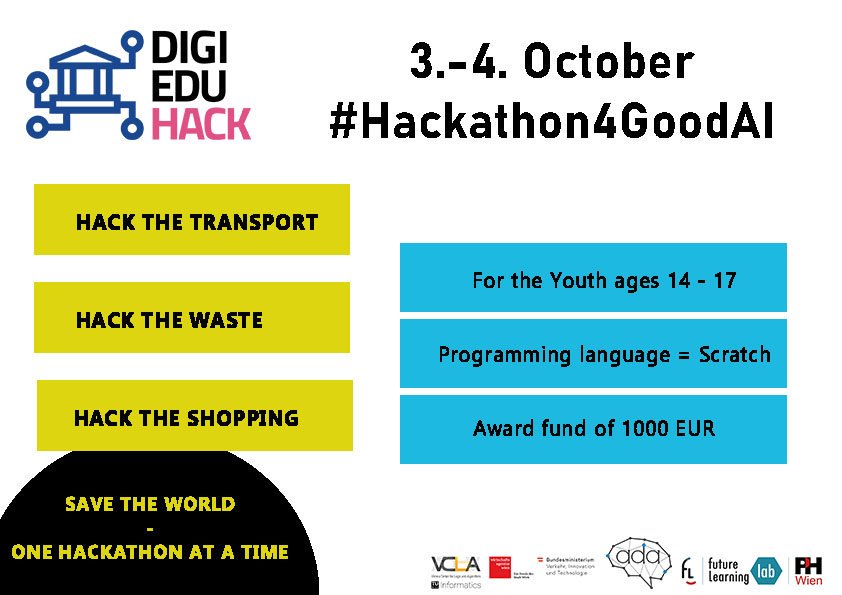 Save the world - One hack a time. In #Hackathon4GoodAI you address t challenge of sustainable resource management. By using programming language Scratch, the barriers to enter t challenge are minimized! Register now: digieduhack.com/en/vienna-hack…

#EdChatEU #DigiEduHack #CodeWeek