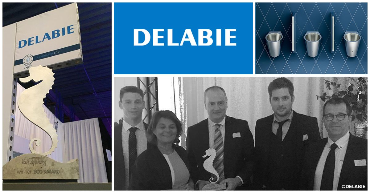 Met trots kondigen we aan dat het hybride urinoir HYBRIMATIC FINO opnieuw in de prijzen mocht vallen! Dit ecologisch alternatief voor waterloze urinoirs werd het voorbije weekend uitgeroepen tot publieksfavoriet bij de Van Marcke Awards, categorie ECO.
#DELABIE #design #concours