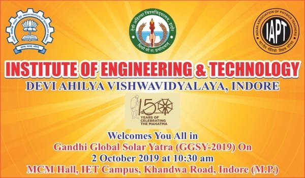ietdavv's tweet photo. Gandhi Global Solar Yatra (GGSY-2019)
(On 2nd October 2019) https://t.co/tok9irB0t3