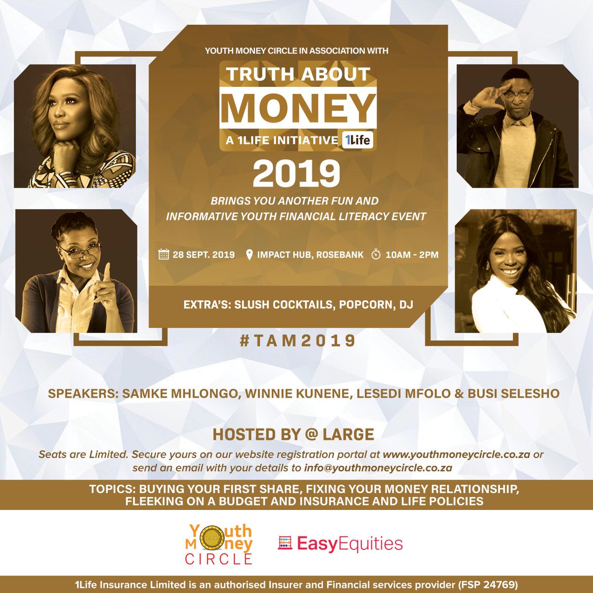 YMC_RSA's tweet photo. 2 Days until our next financial literacy event. A fun environment of music, slush, popcorn and amazing speakers, to help you become financially savvy. Seats are free but limited. Secure yours https://t.co/HK5vVFzZoE #TAM2019 https://t.co/HtN2mQJ4Oj
