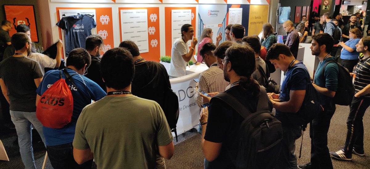 GDG_ES's tweet photo. Come to our communities booth at @CodemoMadrid and join the #GDGcodemotion crowd that wants to have a new Google Cloud t-shirt, in exchange for a tuit https://t.co/lsb5207l2N