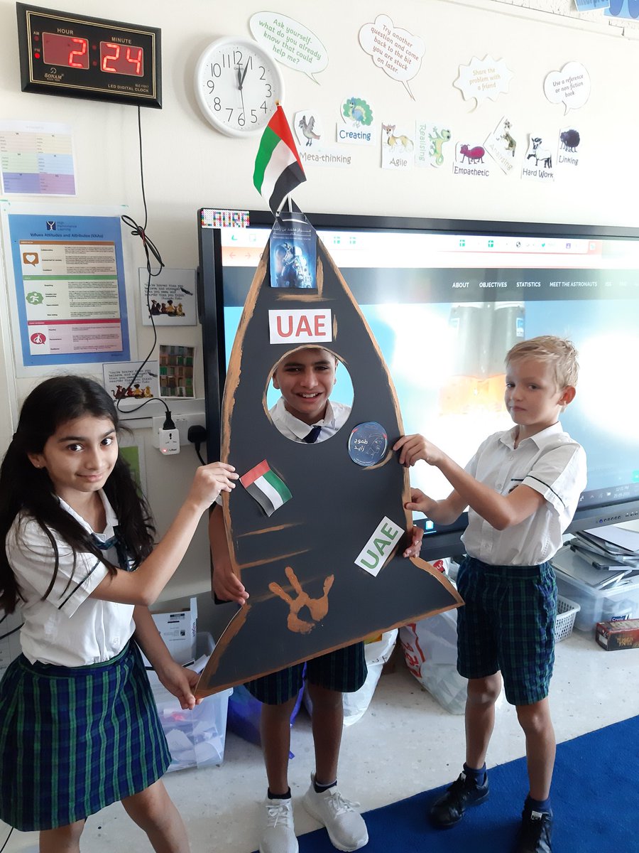 JPS_Year5's tweet photo. We have our very Emirati astronaut in #JPS5A... watch this #Space! Safe travels @astro_hazzaa 🚀🇦🇪 https://t.co/56148QKmmI