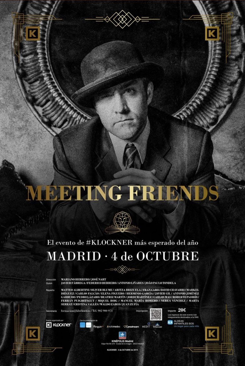 Periodoncia20's tweet photo. El próximo 4 de Octubre, en Kinépolis Madrid, tendrá lugar el evento de #Klockner más esperado del año, los beneficios irán íntegramente destinados a la ONG Aldeas Infantiles. Para inscribirte, rellena el formulario: https://t.co/DLQSozzgCQ https://t.co/haVq4tLHxO