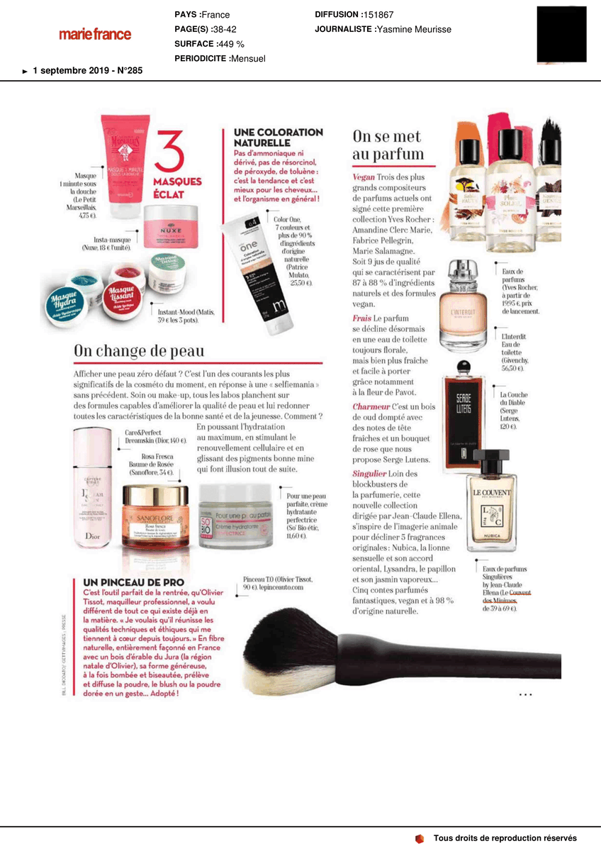LeCouventFR's tweet photo. 🇬🇧 "Start to perfume !" - Find our 'Eaux de Parfums Singulières' collection in @mariefrancemag 😍
.
.
.
#lecouventdesminimes #leseauxdeparfumsingulieres #jeanclaudeellena #bestperfumerintheworld #HauteParfumerie #veganbrand #vegan #green #perfume #parfums #uniqueness #crueltyfree https://t.co/Xql8UBBTrg