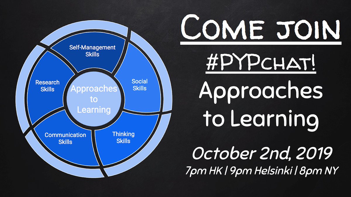 levi_allison42's tweet photo. Come join #PYPchat next week on Oct 2nd! We are diving into the #pyp Approaches to Learning. @brianlalor and I will be starting at 7pm HK time for one hour! All questions and thoughts are welcomed! @ibpyp @iborganization https://t.co/E6oRsTtlnl
