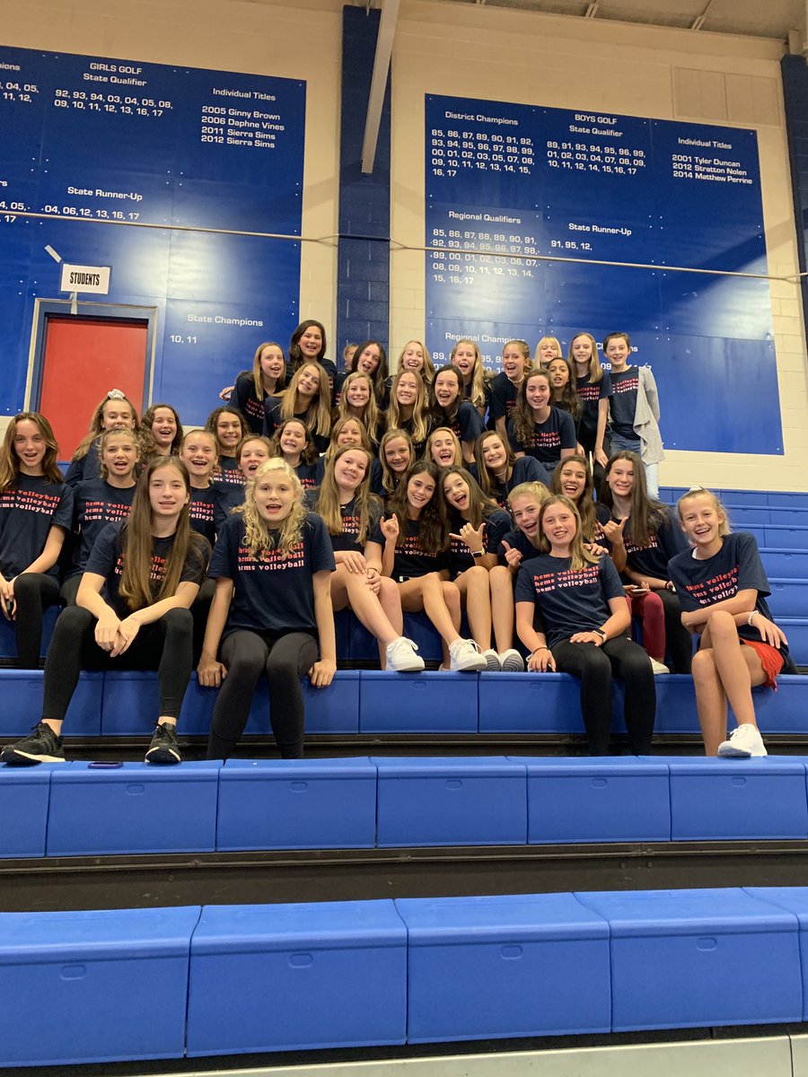 HCMS_Athletics's tweet photo. Fun night being invited onto the court and cheering for @WestlakeVball in their big wins against Hays tonight! #GoChaps #LadyCougars #FutureChaps https://t.co/DWLNRWN1Eu