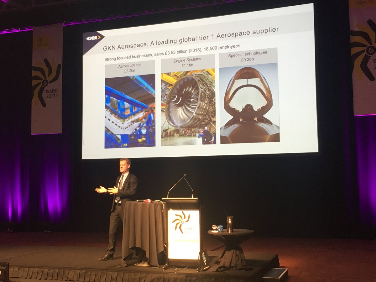 isabe2019's tweet photo. Yesterday at #1sabe2919 we heard from Dr Henrick Runnemalm from @GKNAero on the future of engine systems, how we can meet the challenge, and answering the question "will there be air breathing engines in the future?" fortunately the answer was YES! but they will be different. https://t.co/syXLnVLJRP