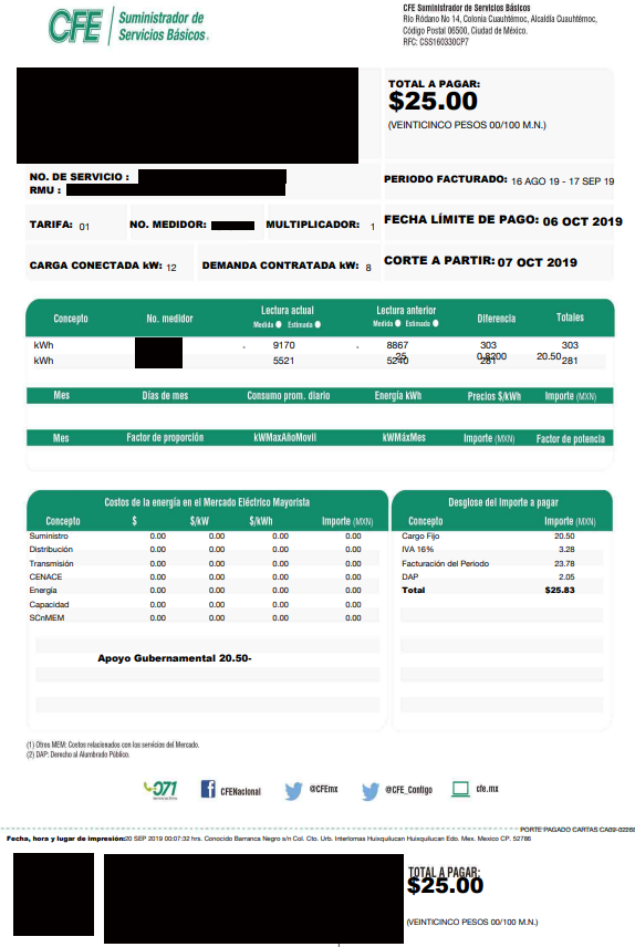 febb's tweet photo. Y llegó el recibo de CFE de Septiembre de 2019...
Otro de sólo $25 pesitos mexicanos.
La maravilla de los paneles solares, un gran ahorro de dinero mes a mes y energia limpia
¿Quieres pagar lo mismo?

https://t.co/xCz7Bvy4h1 #PiensaSolar

https://t.co/opX5ad01w3 https://t.co/BoZJLPQm9l